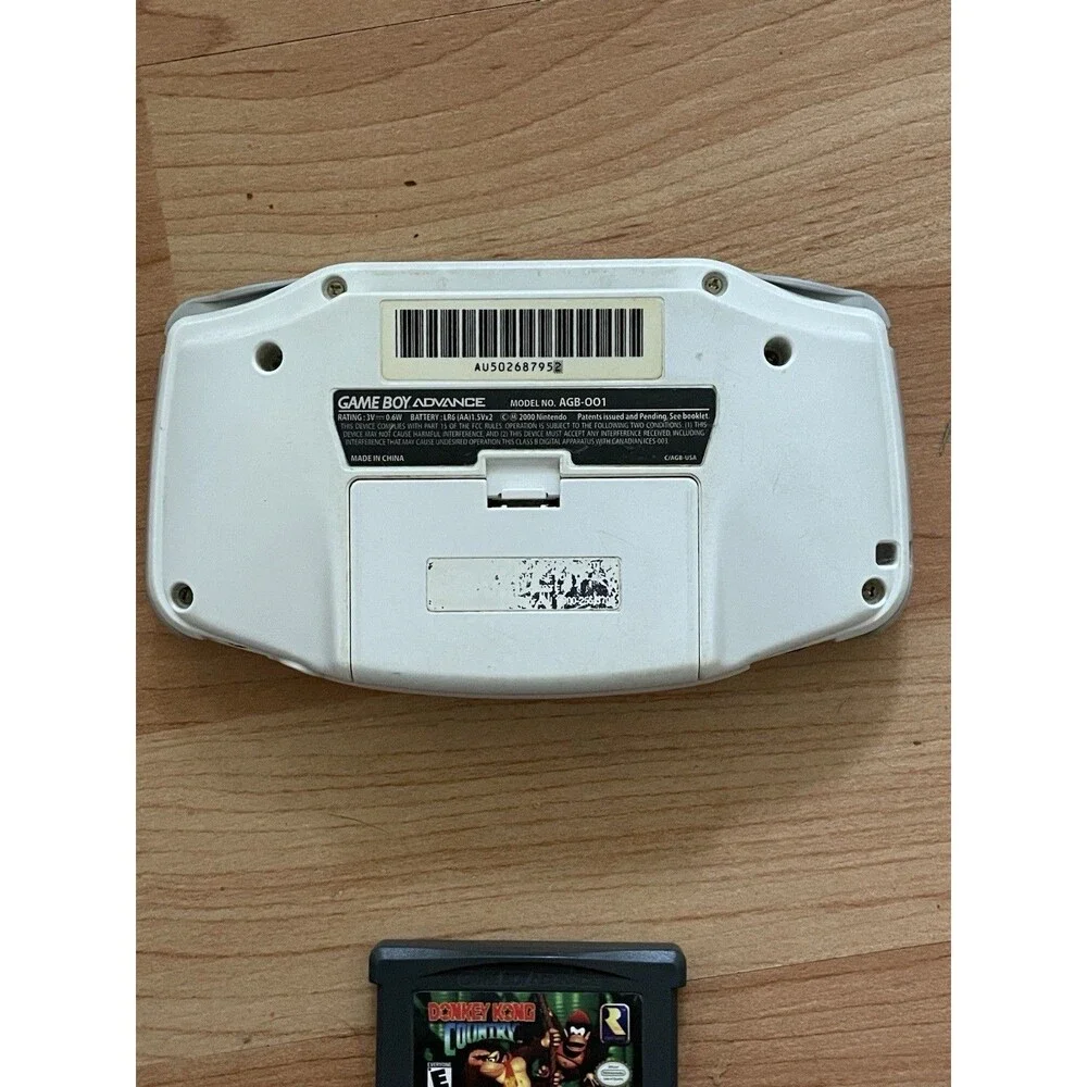 Nintendo Game Boy Advance White Console Bundle with Donkey Kong Country - Tested